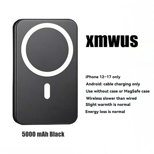 XMWUS 5000Mah Magnetic Portable Powerbank - Magsafe Case Compatible Compact Travel Charger, Wireless Charging for Iphone 12-18 Series, Cool Gift for Him (Teen Boy, Men, Adults), Gifts for Him,Techvibes